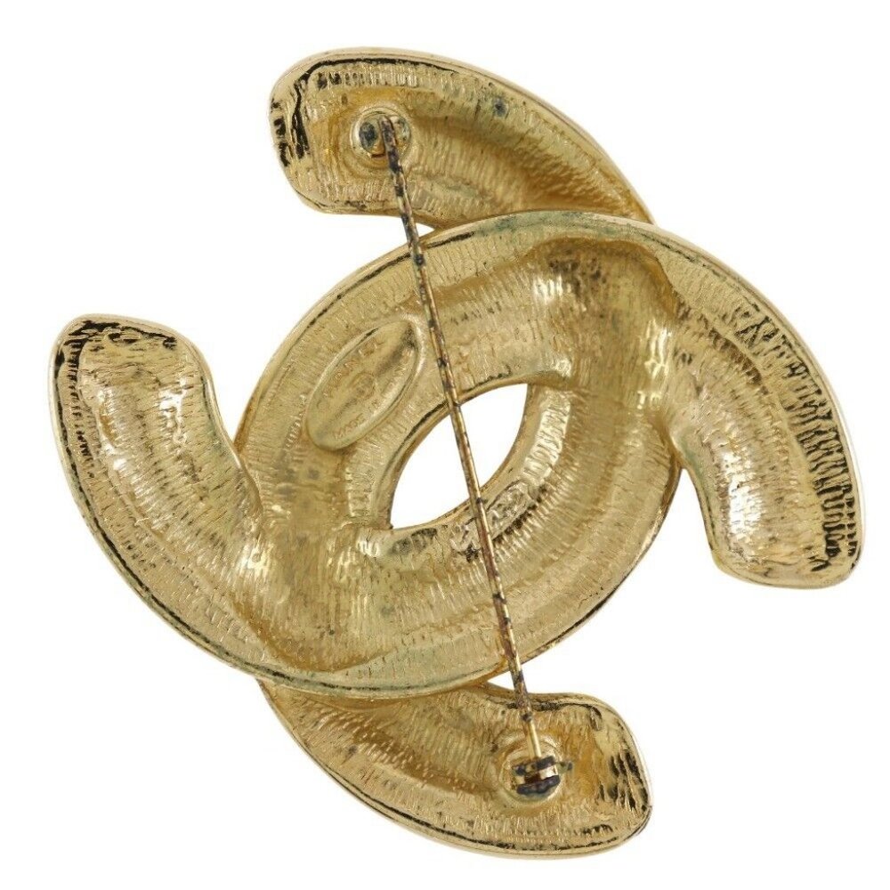 CHANEL COCO Mark Brooch Matelasse Plated Gold 31.4g Women - Picture 2 of 8